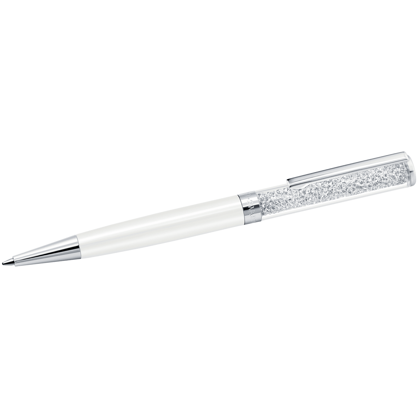 Crystalline ballpoint pen, White, White lacquered, Chrome plated 5224392