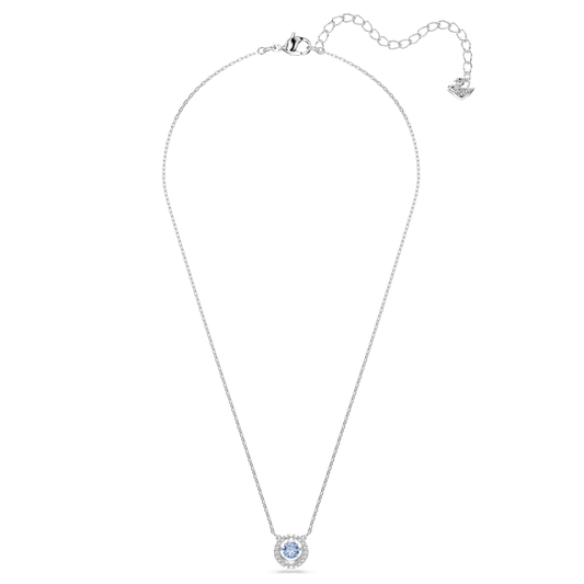 Una necklace, Round cut, Blue, Rhodium plated 5279425