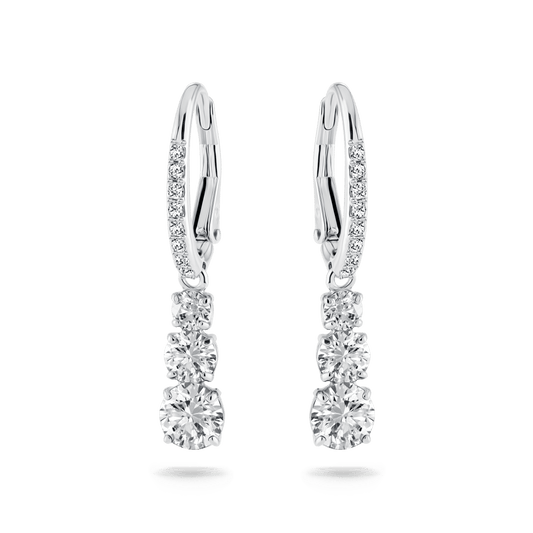 Stilla Attract hoop earrings, Round cut, White, Rhodium plated 5416155