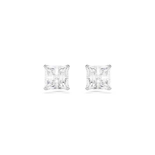 Stilla Attract stud earrings, Square cut, White, Rhodium plated 5430365