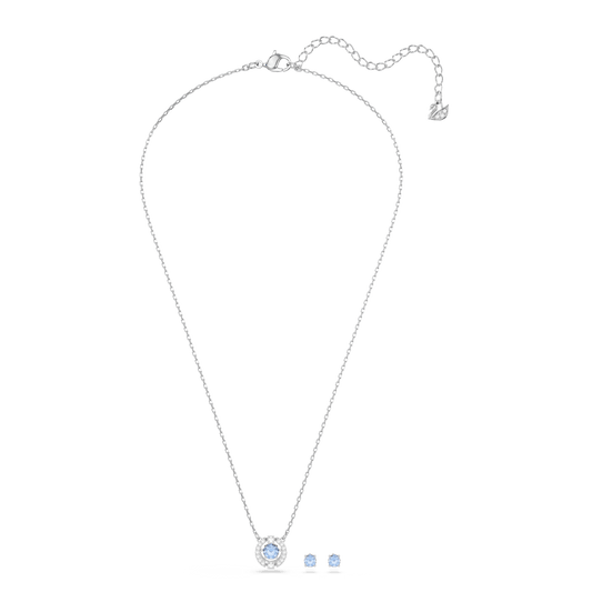 Una set, Round cut, Blue, Rhodium plated 5480485