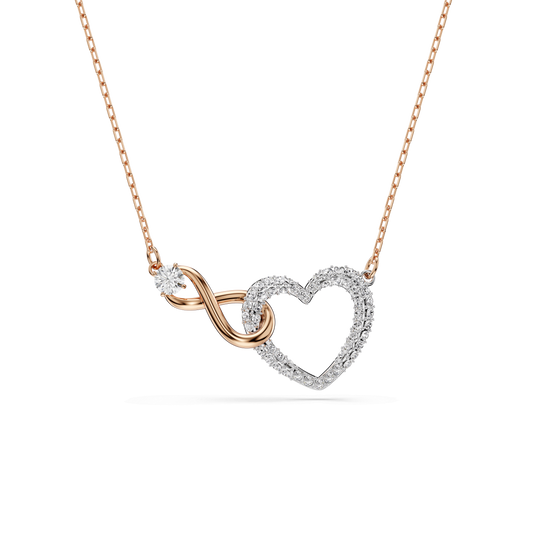 Hyperbola necklace, Infinity and heart, White, Mixed metal finish 5518865