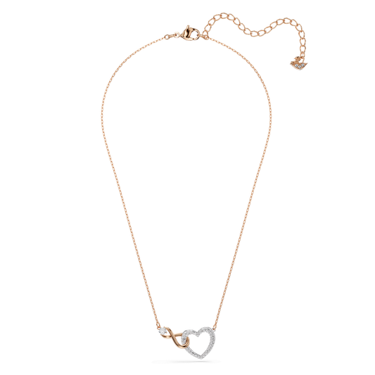 Hyperbola necklace, Infinity and heart, White, Mixed metal finish 5518865