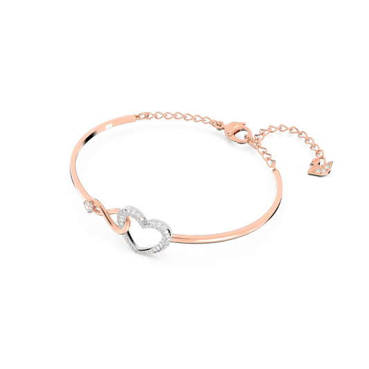 Hyperbola bangle, Infinity and heart, White, Mixed metal finish 5518869