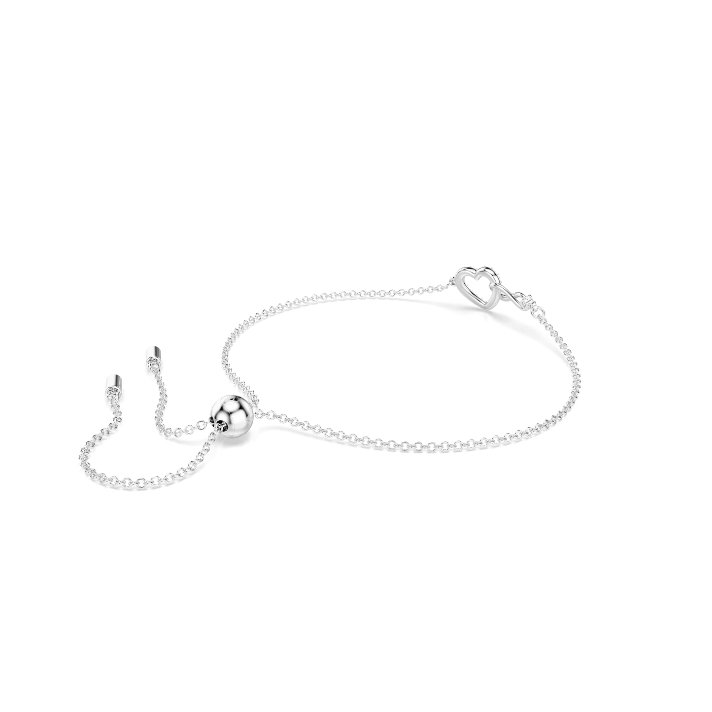 Hyperbola bracelet, Infinity and heart, White, Rhodium plated 5524421