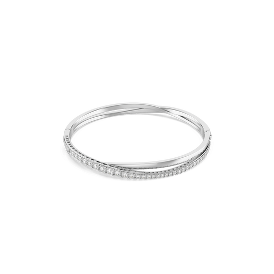 Hyperbola bangle, Round cut, White, Rhodium plated 5572725