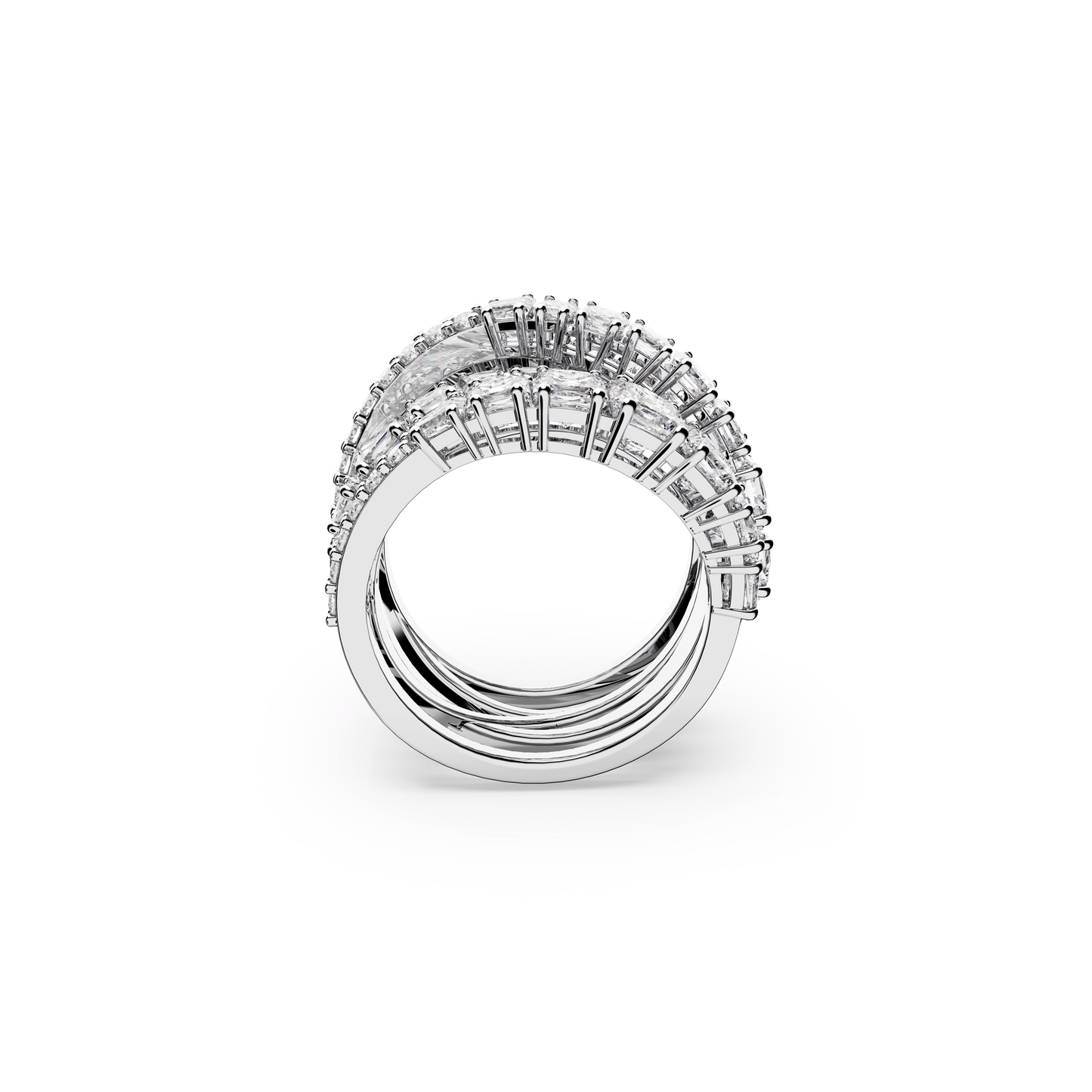 Hyperbola ring, Mixed cuts, White, Rhodium plated 5580952