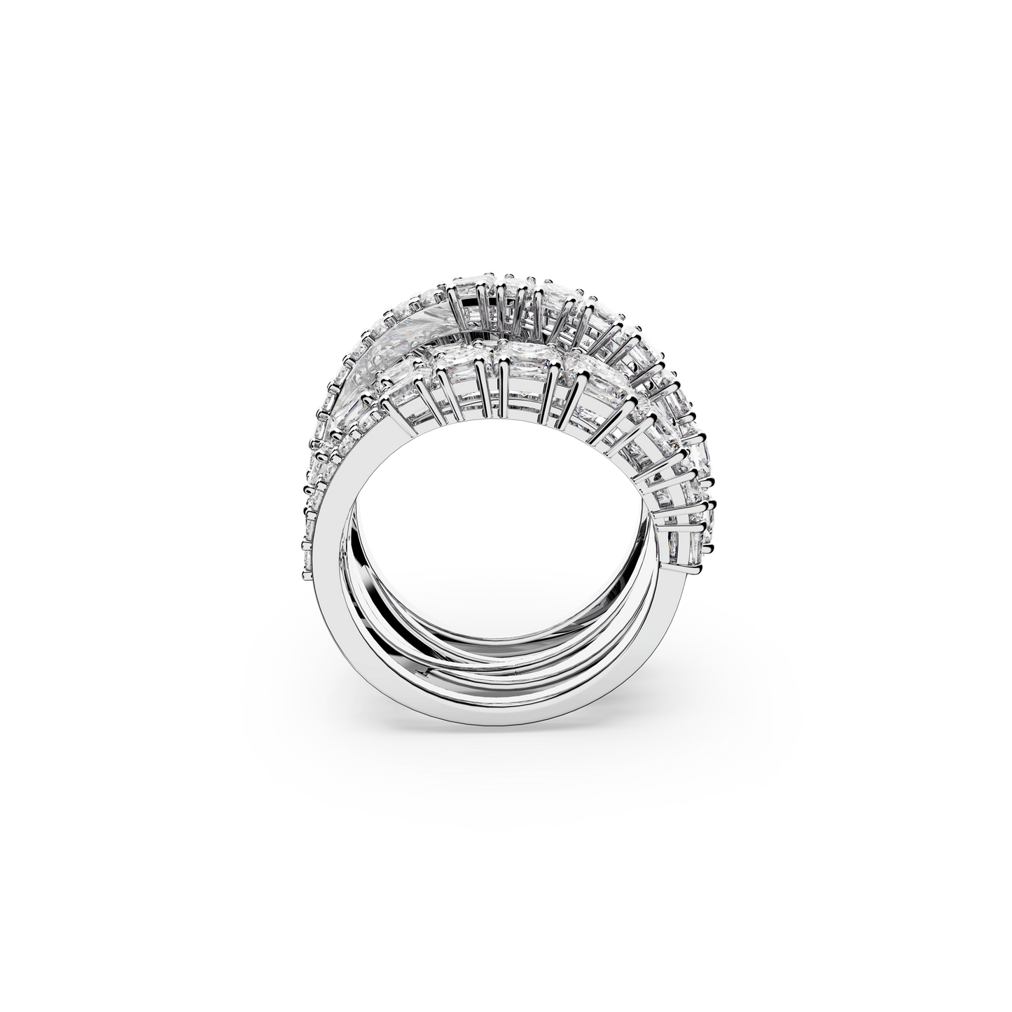 Hyperbola ring, Mixed cuts, White, Rhodium plated 5584650