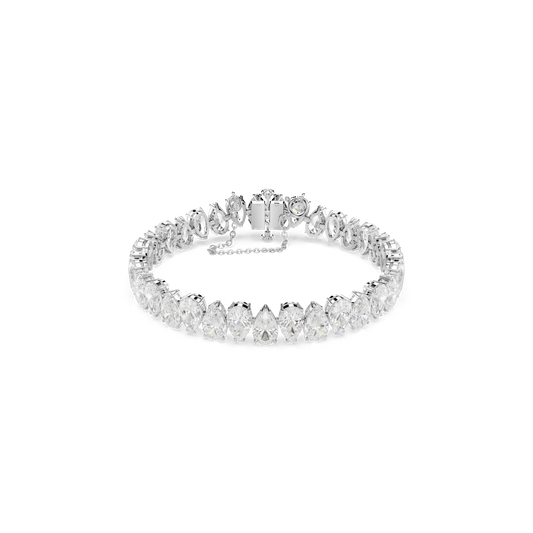 Matrix Tennis bracelet, Pear cut, White, Rhodium plated 5598350