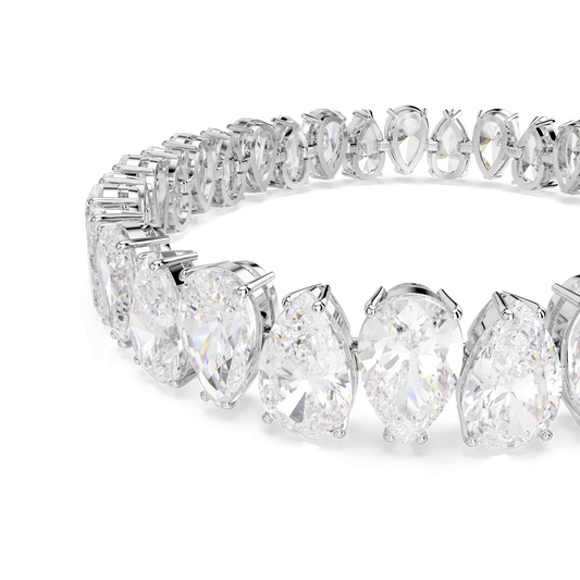 Matrix Tennis bracelet, Pear cut, White, Rhodium plated 5598350