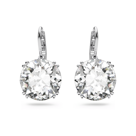 Millenia drop earrings, Round cut, White, Rhodium plated 5628351