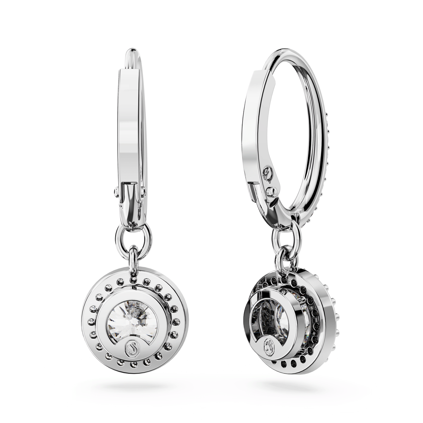 Una drop earrings, Octagon cut, White, Rhodium plated 5636270