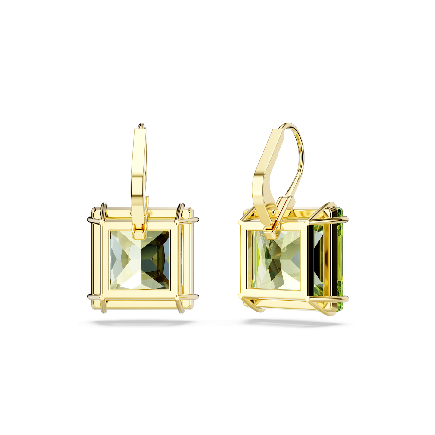Millenia drop earrings, Square cut, Green, Gold-tone plated 5636564