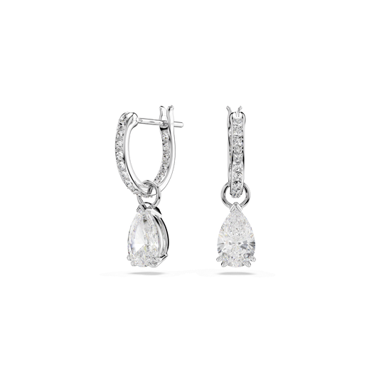 Stilla drop earrings, Pear cut, Round cut, White, Rhodium plated 5636716