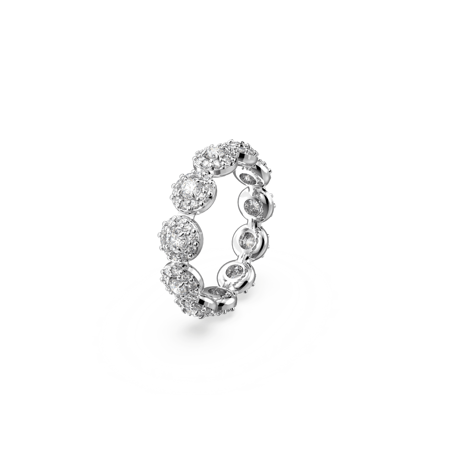 Una Angelic ring, Round cut, White, Rhodium plated