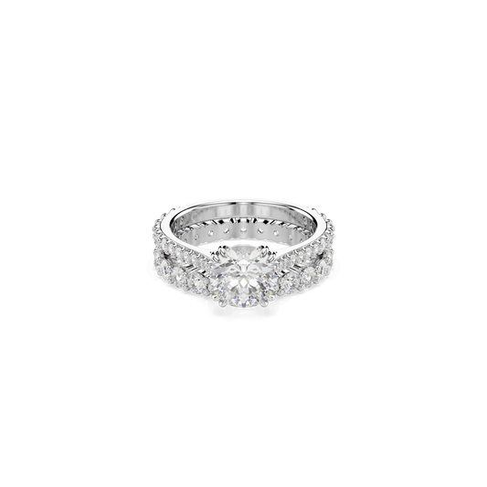 Stilla ring, Set (2), Round cut, White, Rhodium plated 5647662