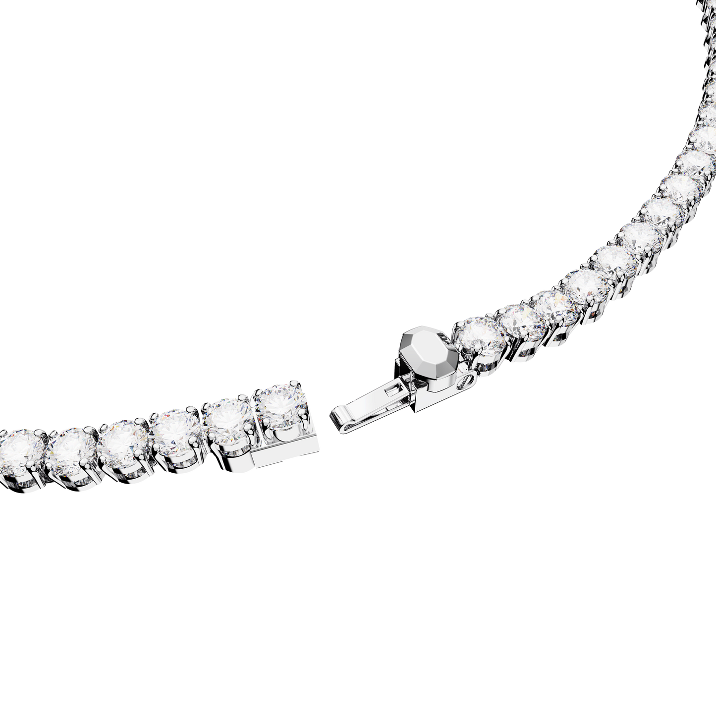 Matrix Tennis set, Round cut, White, Rhodium plated 5647730
