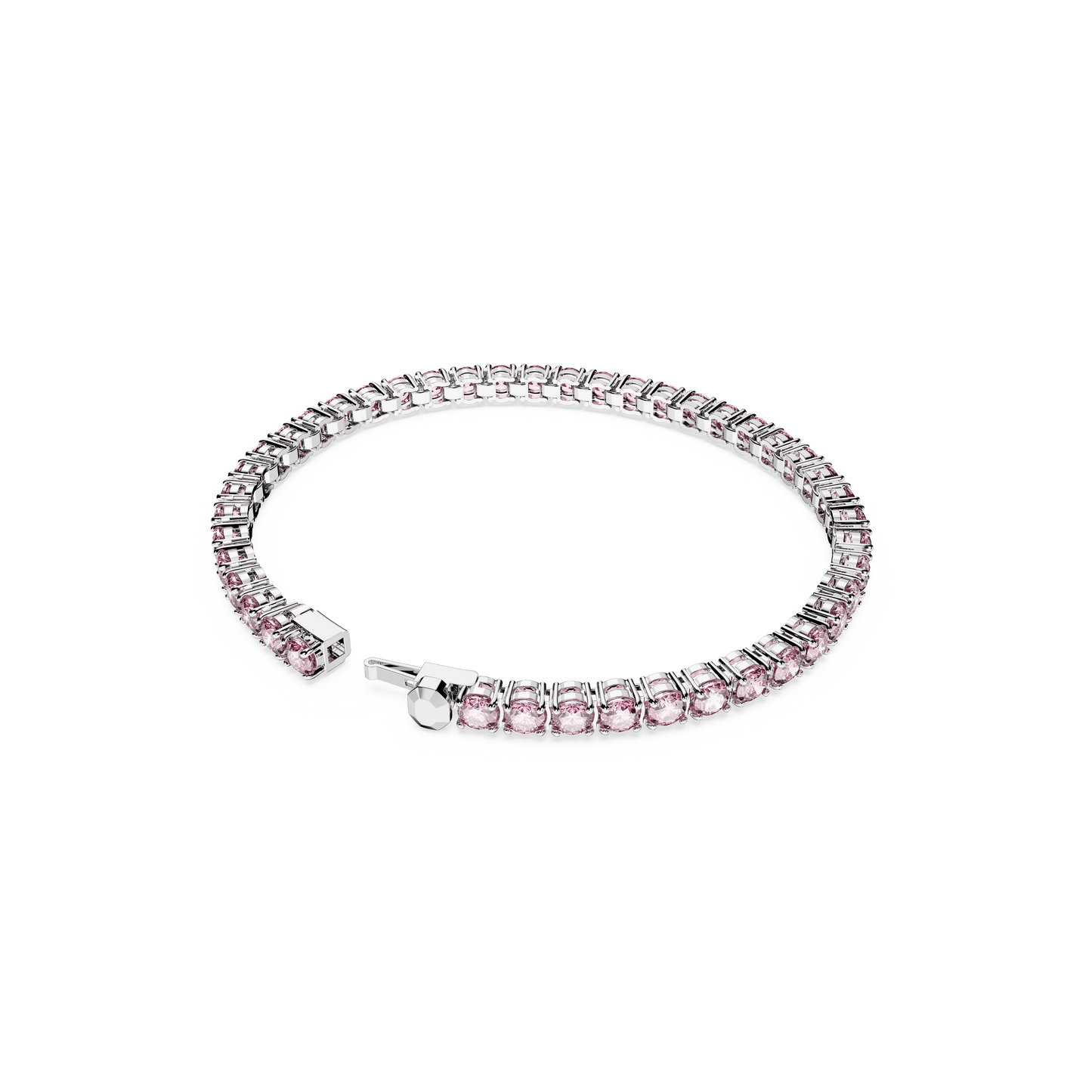 Matrix Tennis bracelet, Round cut, Pink, Rhodium plated 5648930