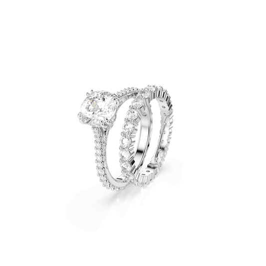 Stilla ring, Set (2), Round cut, White, Rhodium plated 5649215