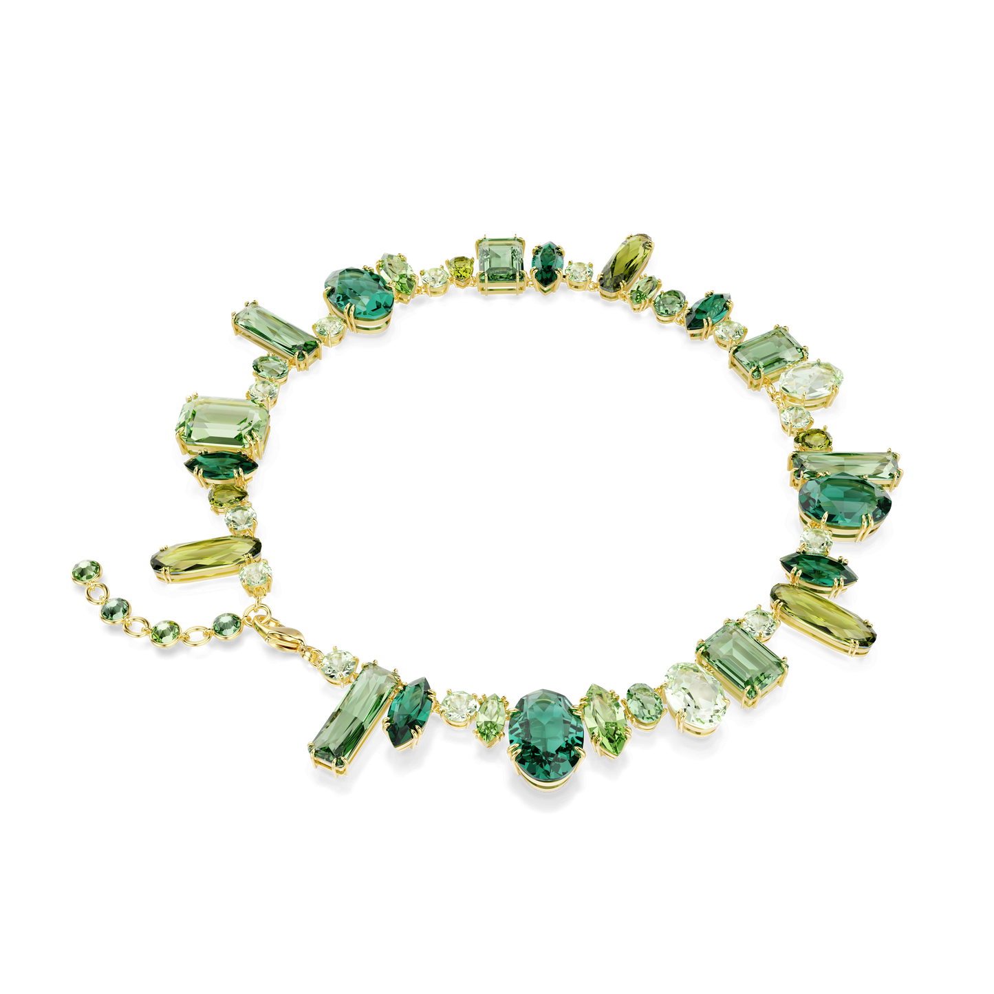 Gema necklace, Mixed cuts, Green, Gold-tone plated 5657388