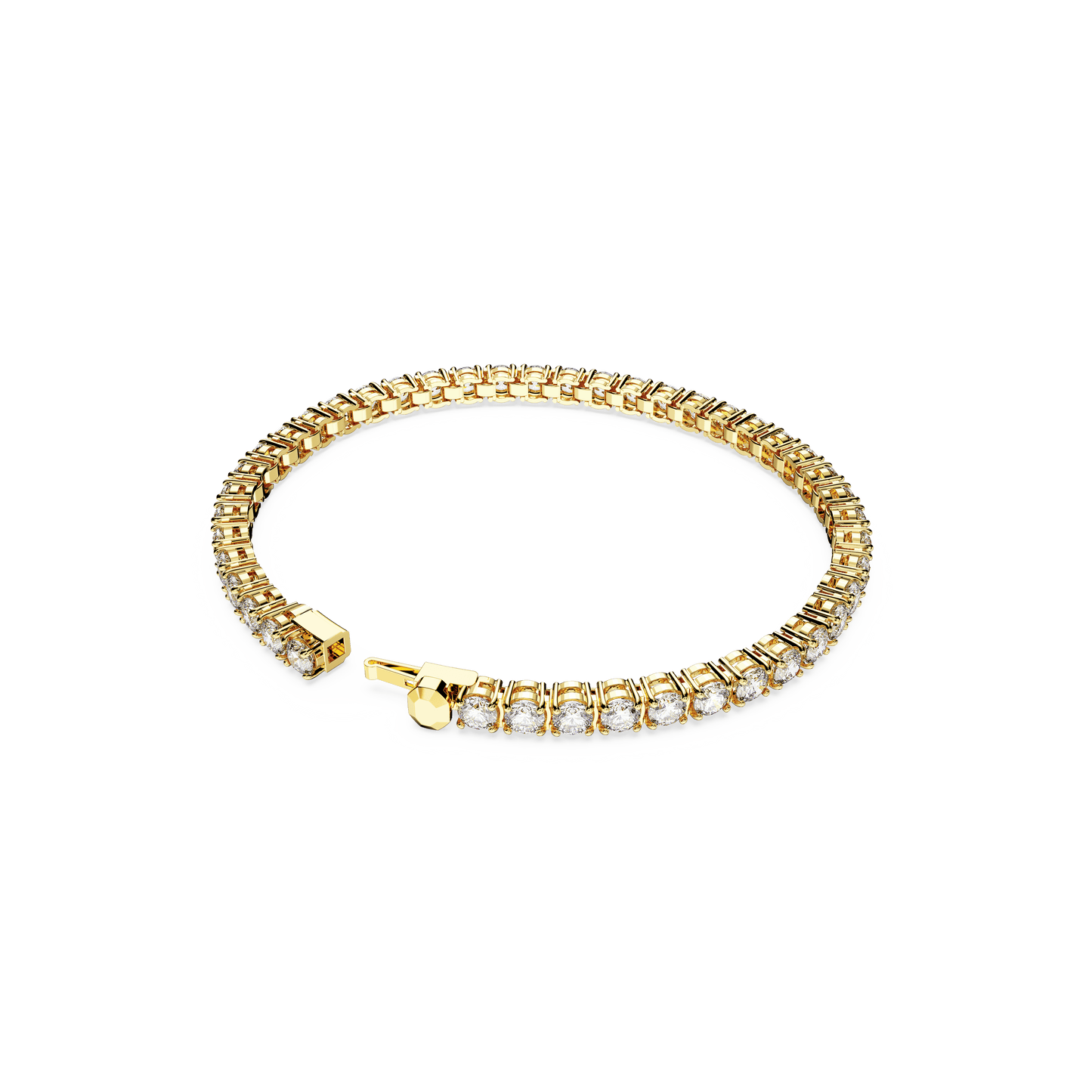 Matrix Tennis bracelet, Round cut, White, Gold-tone plated 5657663