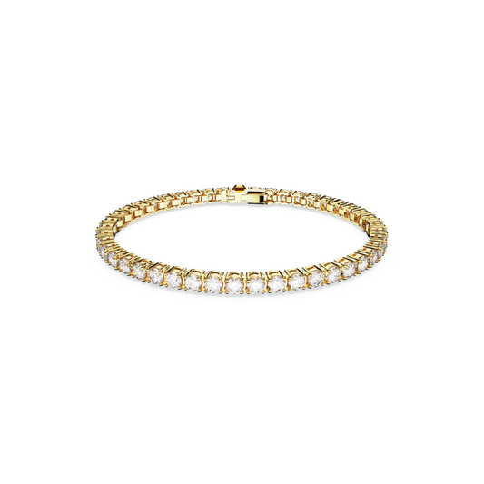 Matrix Tennis bracelet, Round cut, White, Gold-tone plated 5657665
