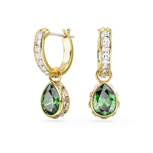 Chroma drop earrings, Pear cut, Green, Gold-tone plated 5662922