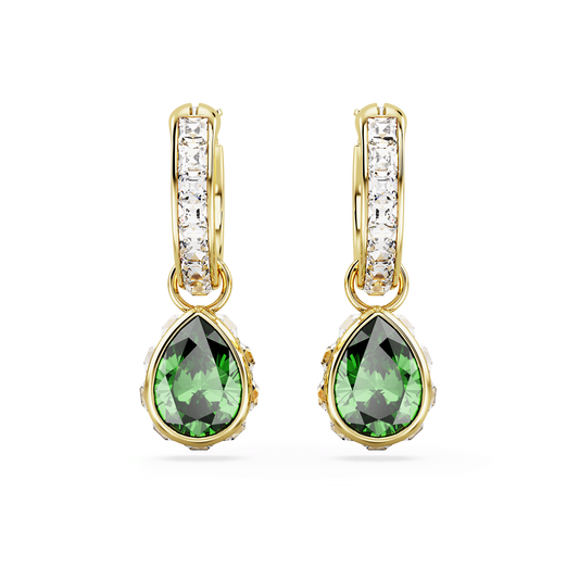 Chroma drop earrings, Pear cut, Green, Gold-tone plated 5662922