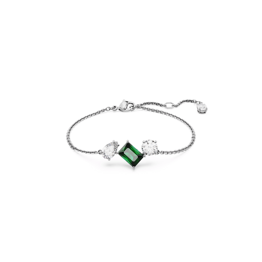 Mesmera bracelet, Mixed cuts, Green, Rhodium plated 5668360