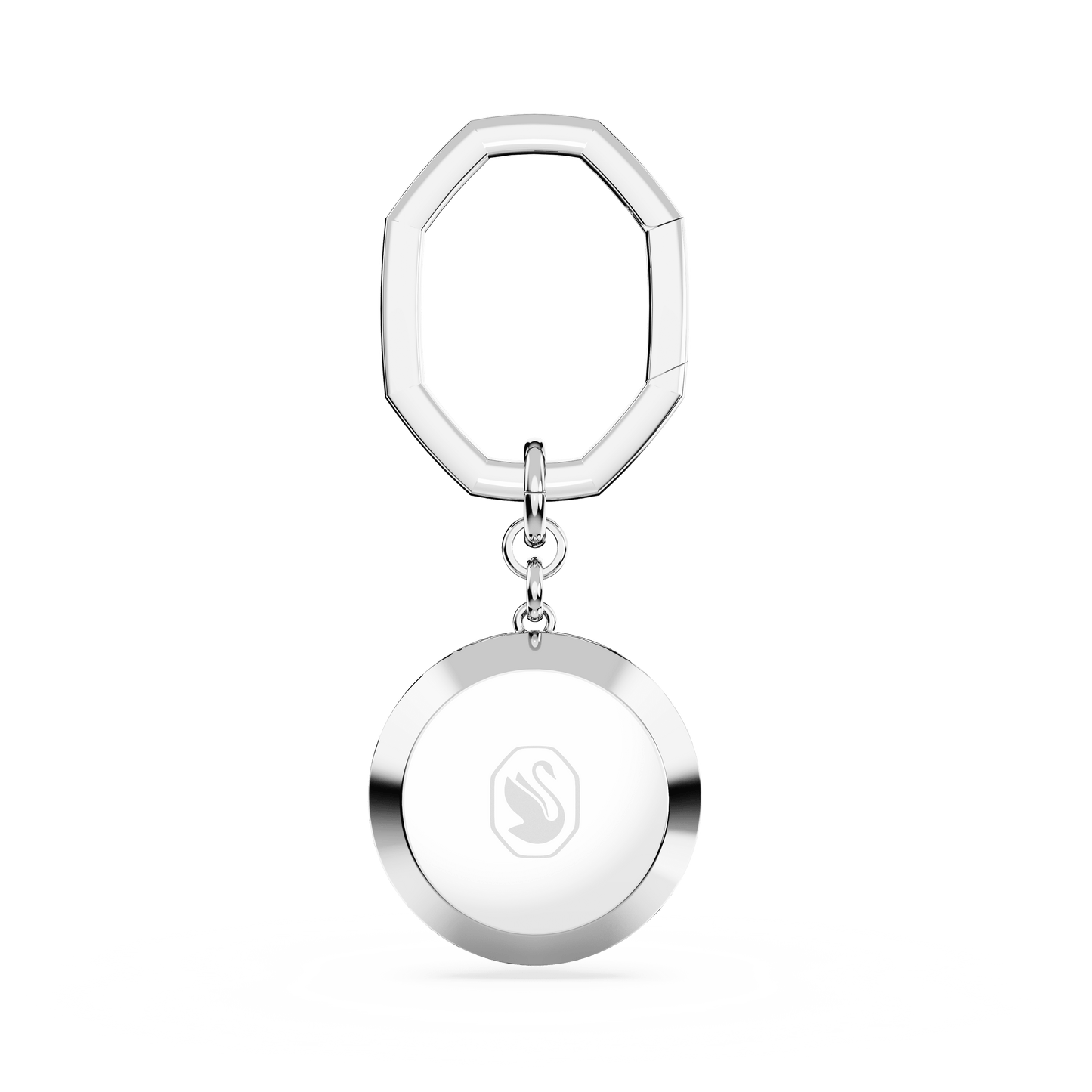 Key ring, Round cut, White, Rhodium plated 5669119