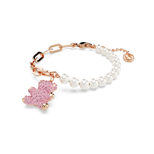 Teddy bracelet, Crystal pearl, Bear, Pink, Rose gold-tone plated 5669169