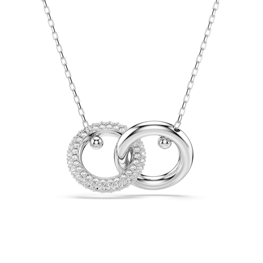 Dextera pendant, Interlocking loop, White, Rhodium plated 5670251