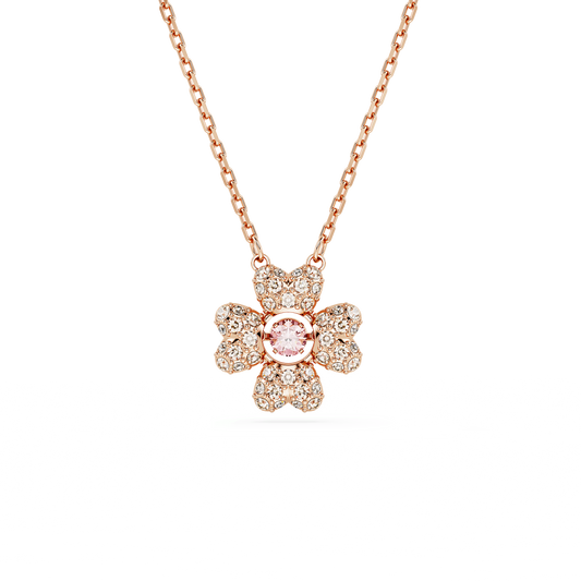Idyllia pendant, Clover, White, Rose gold-tone plated 5674211