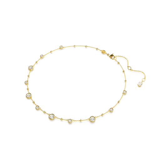 Imber necklace, Round cut, Scattered design, White, Gold-tone plated 5680090