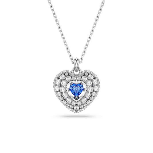Idyllia pendant, Heart, Blue, Rhodium plated 5680403