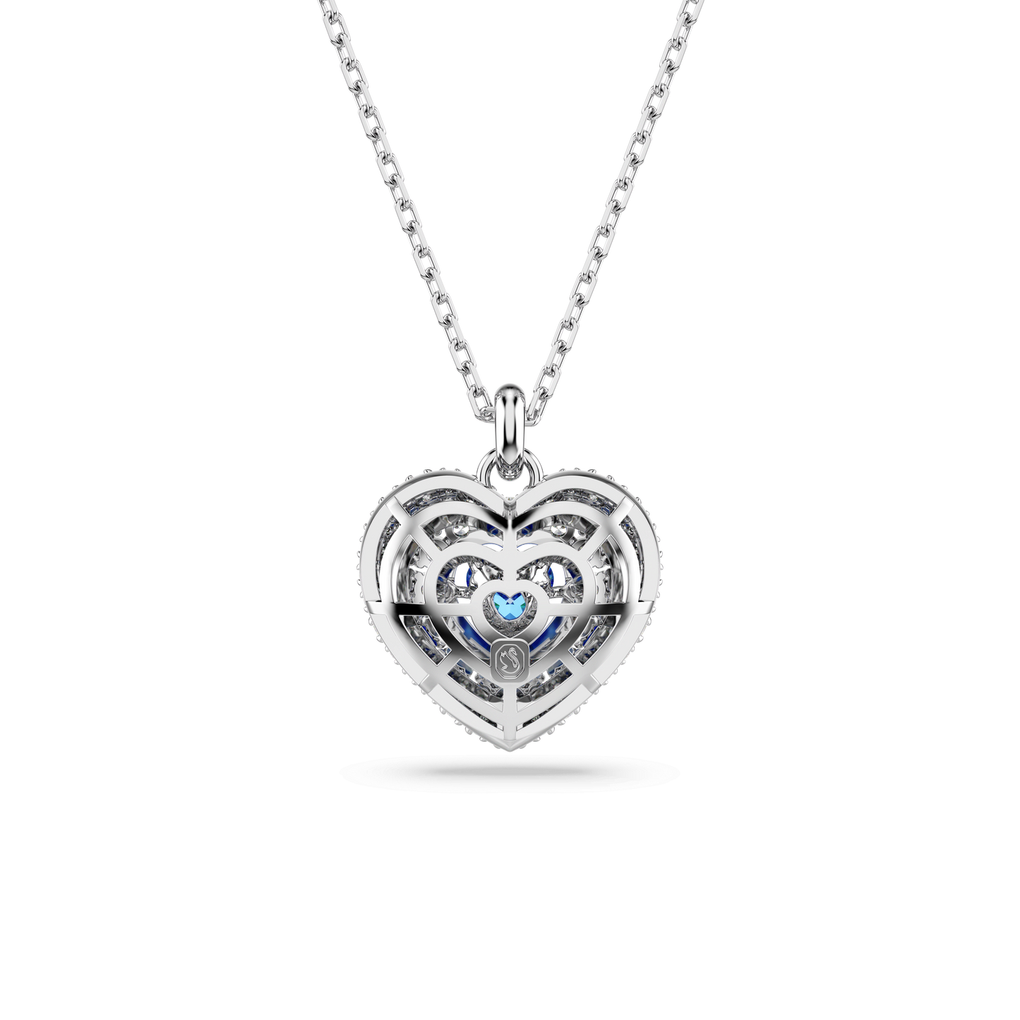 Idyllia pendant, Heart, Blue, Rhodium plated 5680403