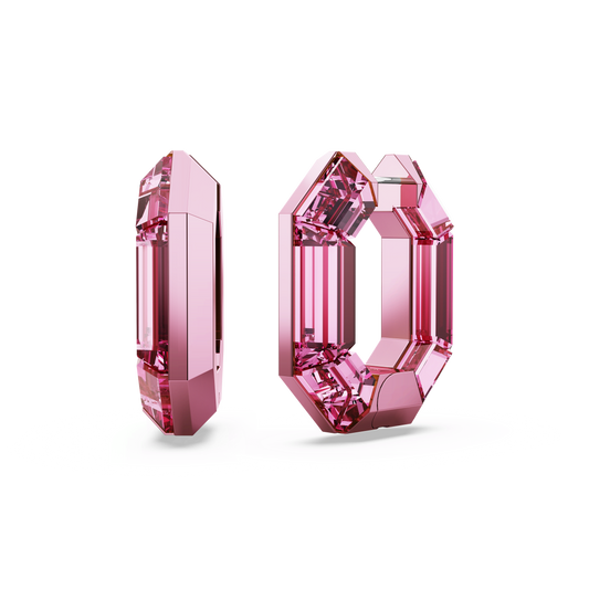 Lucent hoop earrings, Octagon shape, Small, Pink 5680783