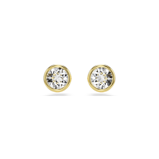 Imber stud earrings, Round cut, White, Gold-tone plated 5681552