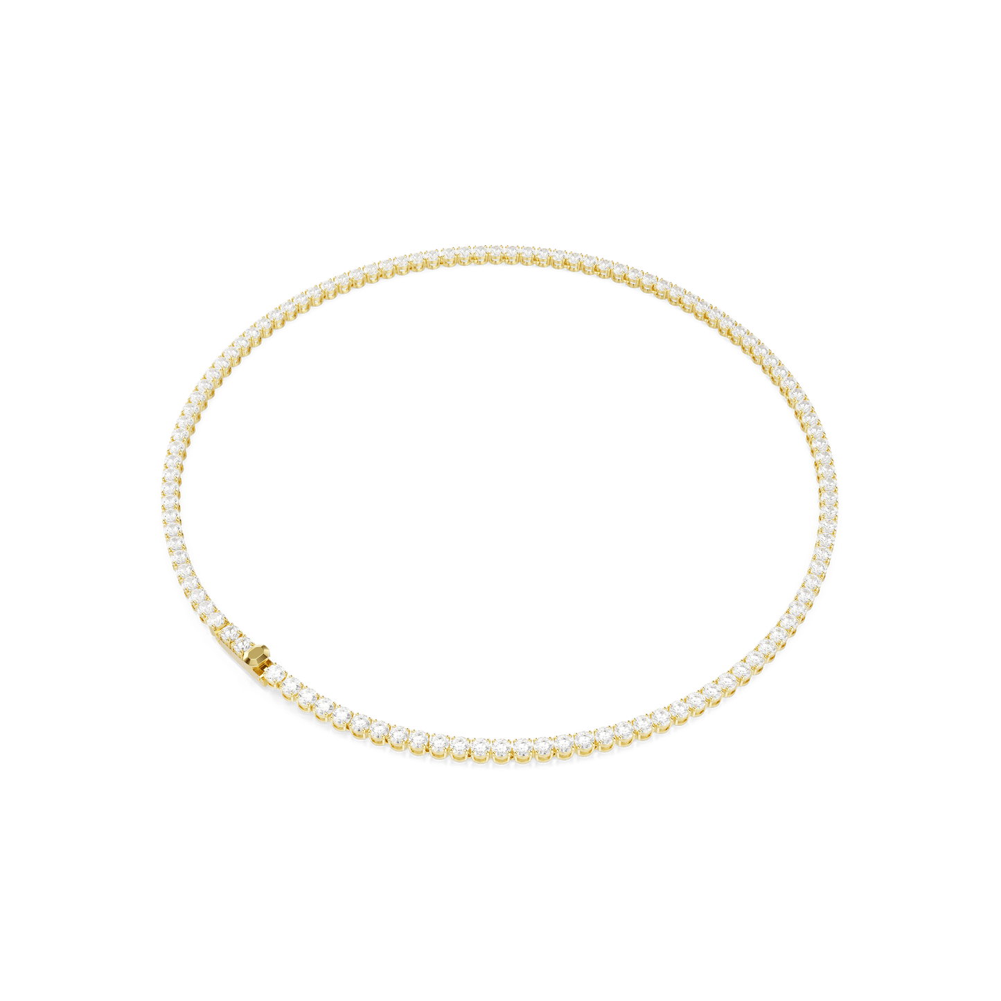 Matrix Tennis necklace, Round cut, White, Gold-tone plated 5681795