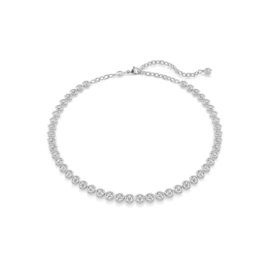 Imber Tennis necklace, Round cut, White, Rhodium plated 5682595