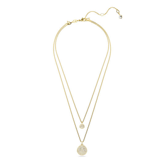 Sublima layered pendant, White, Gold-tone plated 5683442