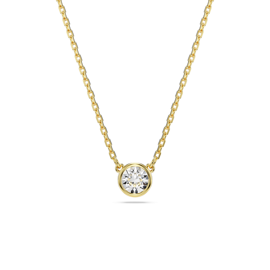 Imber pendant, Round cut, White, Gold-tone plated 5684511