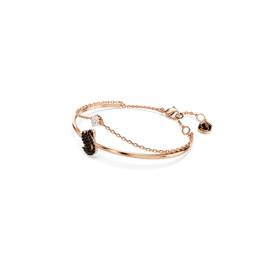Swan bangle, Swan, Black, Rose gold-tone plated 5688248