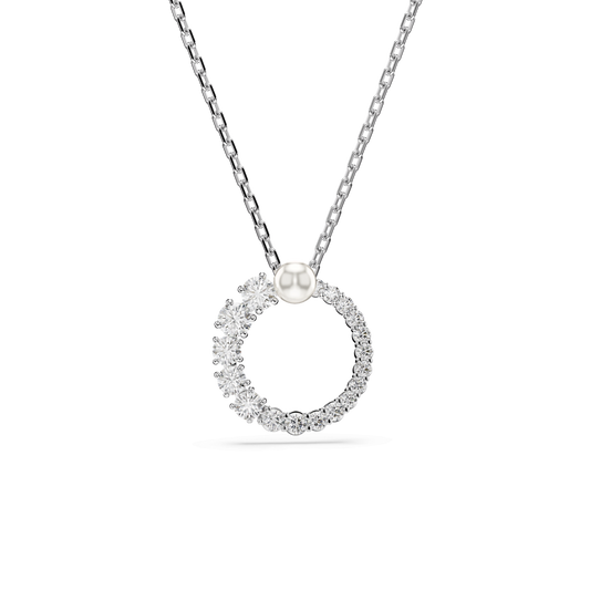 Matrix pendant, Crystal pearl, Round cut, White, Rhodium plated 5688751
