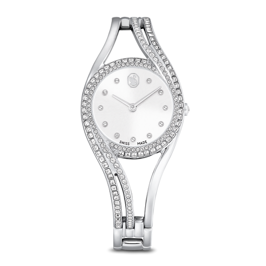 Hyperbola bangle watch, Swiss Made, Metal bracelet, Silver tone, Stainless steel 5689432