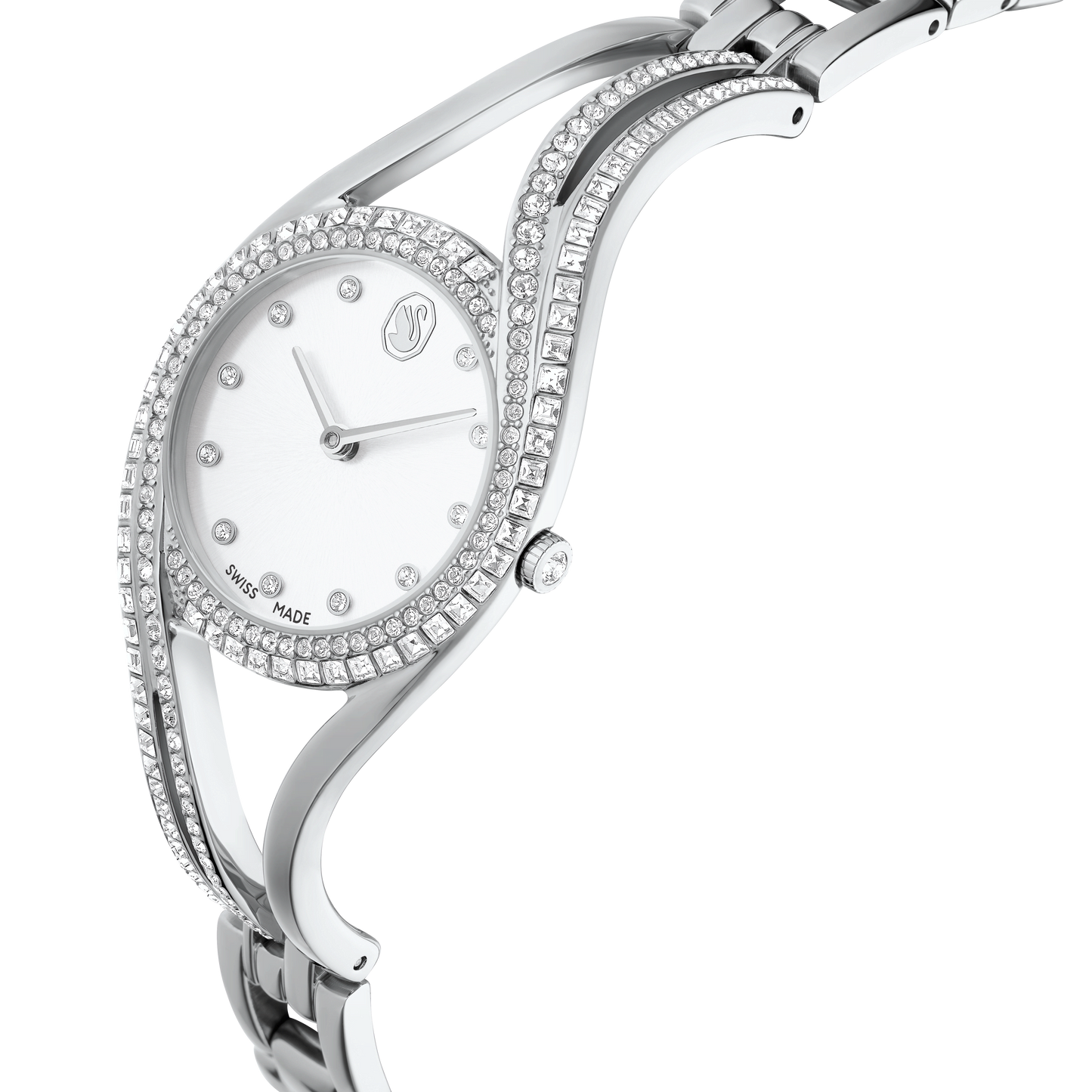 Hyperbola bangle watch, Swiss Made, Metal bracelet, Silver tone, Stainless steel 5689432