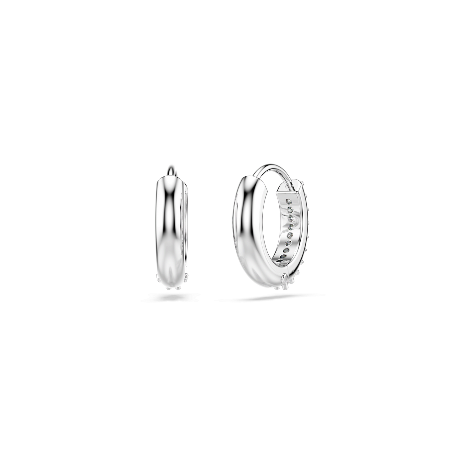 Matrix hoop earrings, Round cut, White, Rhodium plated 5690670