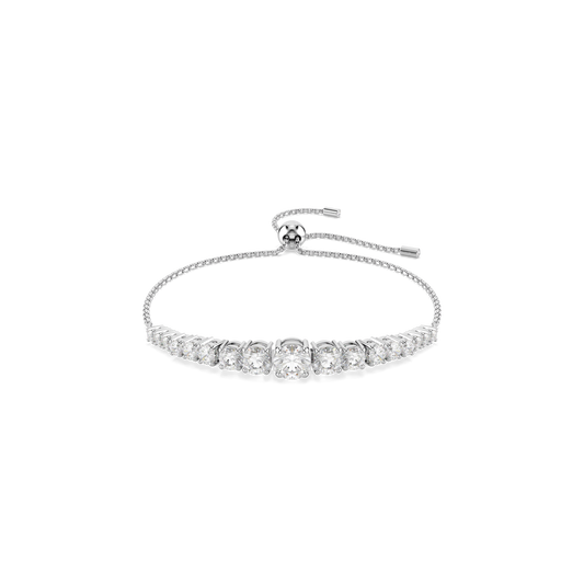 Matrix bracelet, Gradient of round cuts, White, Rhodium plated 5690677