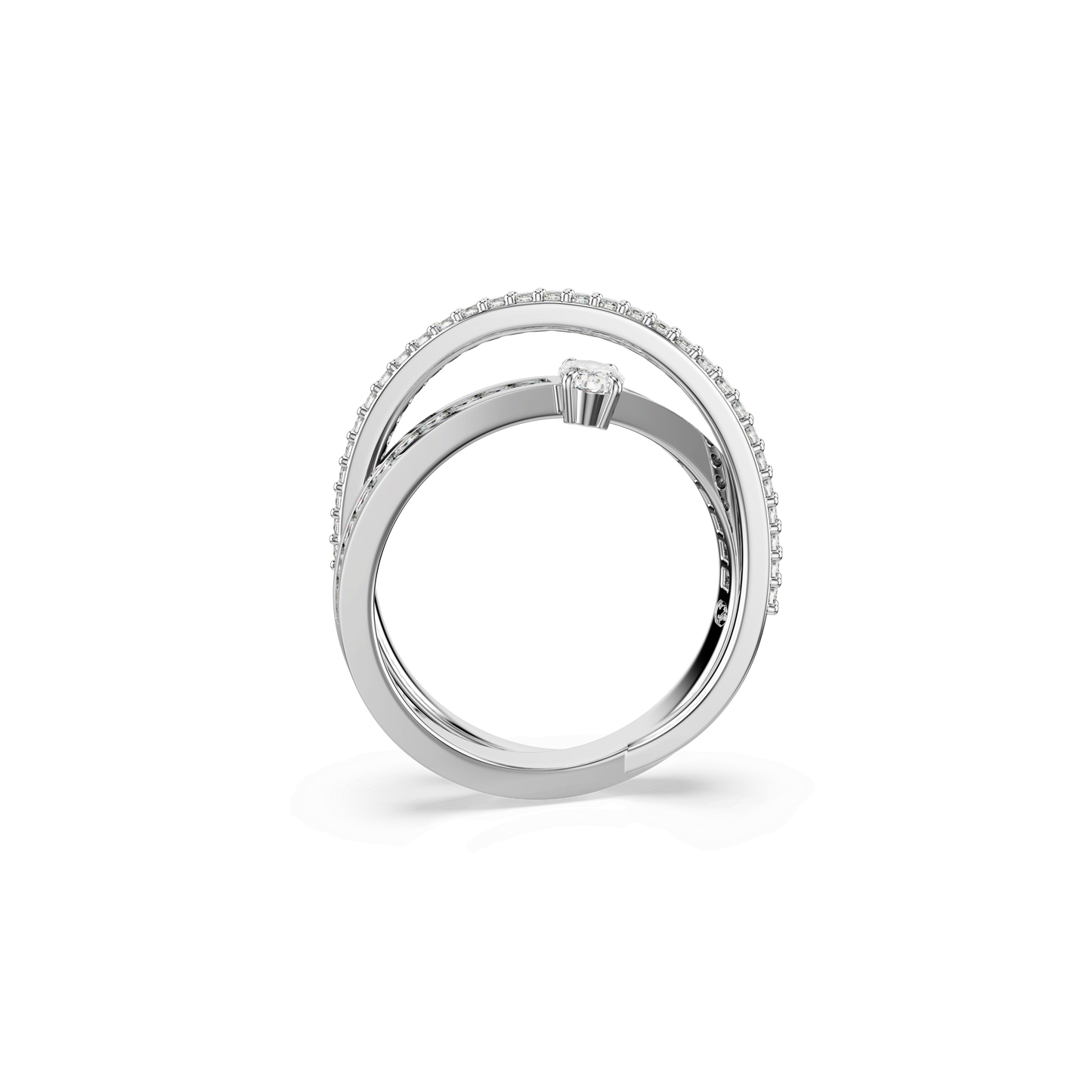 Hyperbola ring, Mixed cuts, White, Rhodium plated 5691232
