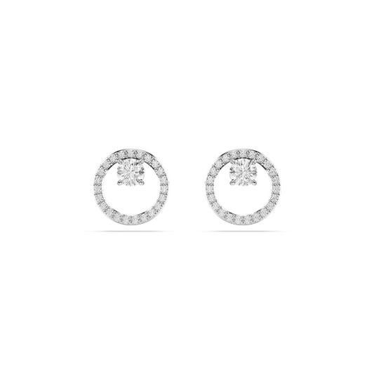 Constella stud earrings, Round cut, White, Rhodium plated 5692262